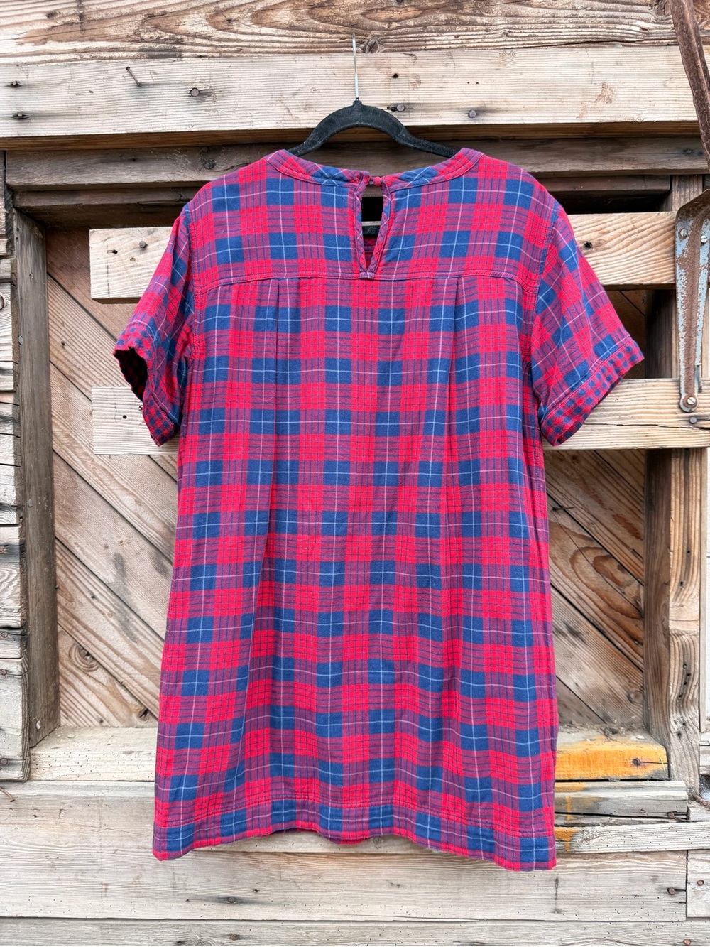 Madewell Red and Blue Plaid Sleeveless Tunic - Picture 5 of 5